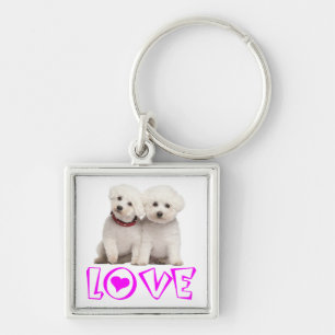 Amor Chaveiro de Cachorro Bichon Frise Branco
