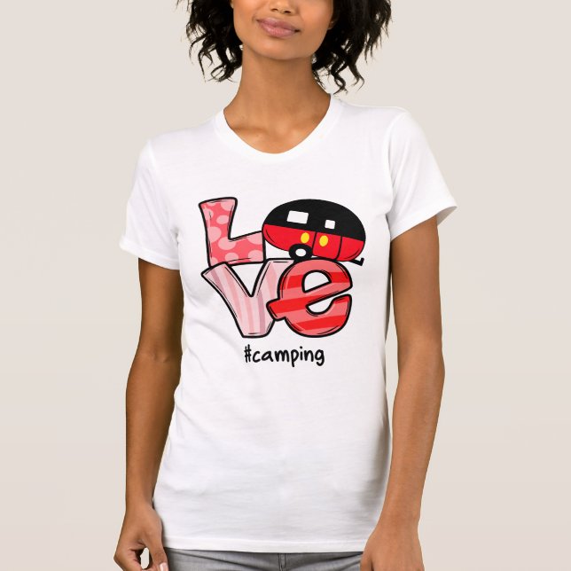 Amor com Camper Camisa Feminina de Camping Fofo pa (Frente)