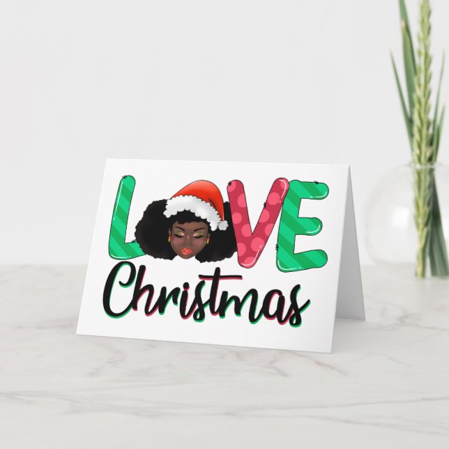 Amor com cartão afro de Natal (Frente)