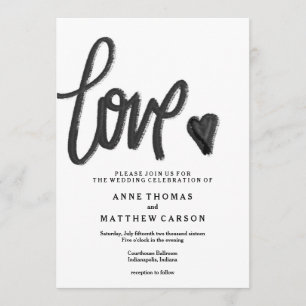 Amor com Script de Pincel Convite Para Casamento