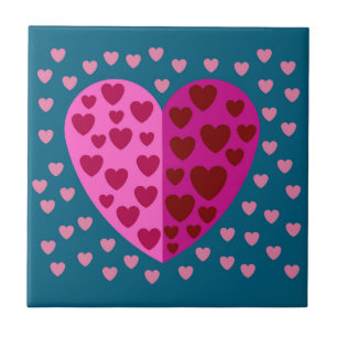 AMOR CORAÇÃO AZULEJO CERÂMICO COLORIDO