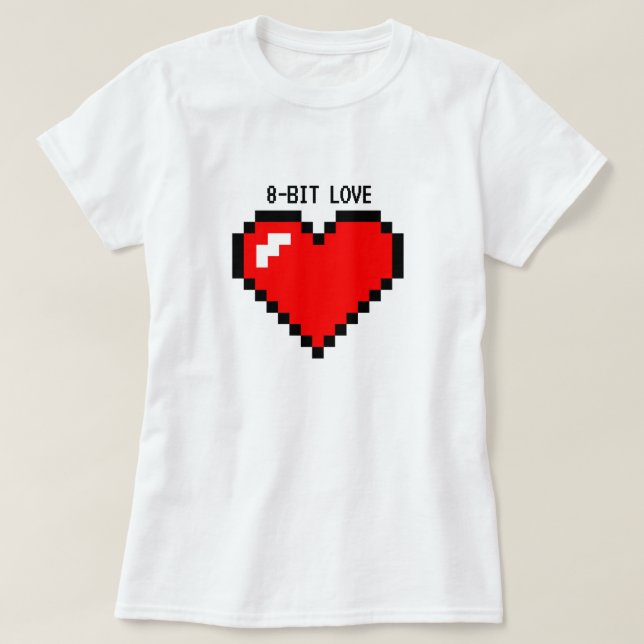 Amor de 8 bits | Camiseta (Frente do Design)
