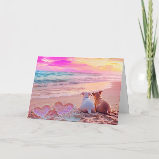 Amor de Cão na Praia, Cartão de Coração (Frente)