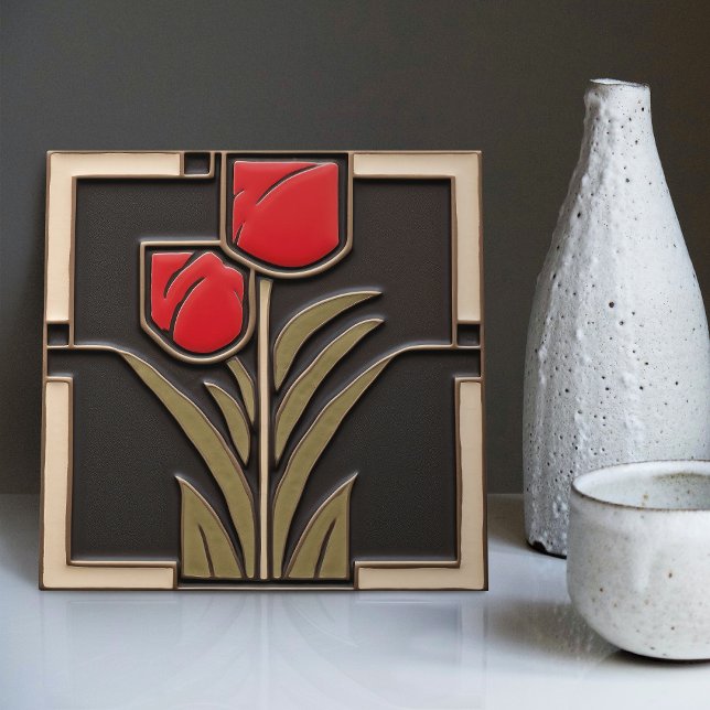 Amor de Tulipa Flores Vermelhas Abstratas Decoraçã (Criador carregado)
