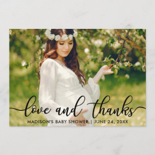 Amor do chá de fraldas e cartão com fotos dos