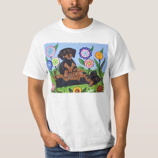 Amor dos Dachshunds para jogar a camisa de T (Frente)