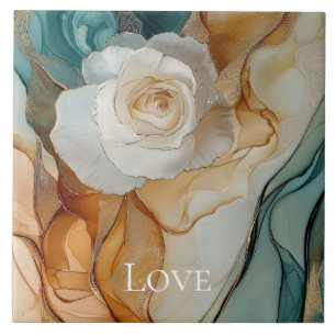 Amor Dourado Floral Romântico Branco Aqua