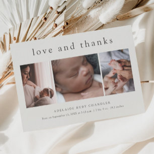 Amor e Agradecimento 3 Foto Novo Bebê Cartão de Ag
