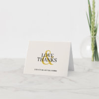 Amor e Agradecimento Dourado Preto Ecru Casamento