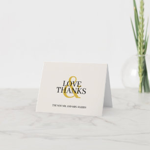 Amor e Agradecimento Dourado Preto Ecru Casamento 
