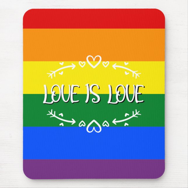 Amor é Amor Rainbow LGBTQ Orgulho Mousepad (Frente)