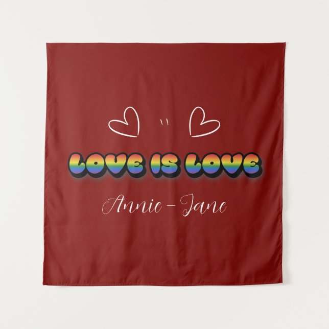 Amor é Amor Tapeçaria Arco-íris LGBTQ (Frente)