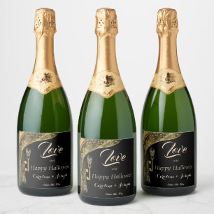 Amor e Feliz Halloween Elegante Dourado e Hulls