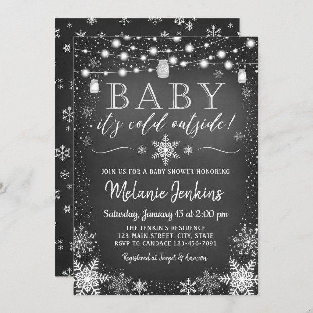 Amor É frio fora do Chá de fraldas Convite (Frente/Verso)