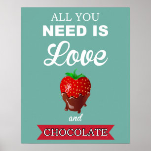 Amor e impressão ou poster do chocolate