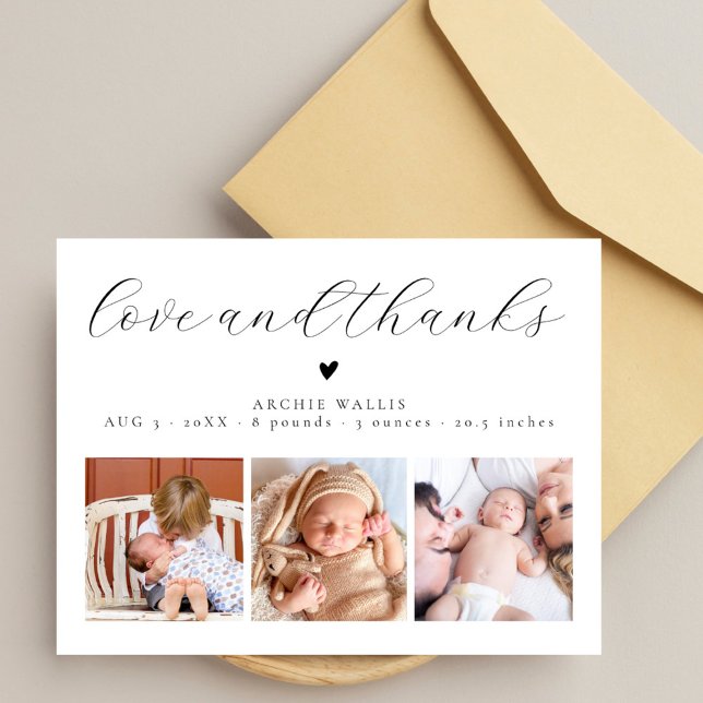 Amor e Obrigado Bebê Chic Anúncio de Nascimento co (Criador carregado)