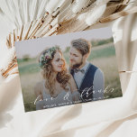 Amor e Obrigados | Obrigado Cartão com fotos De Ca<br><div class="desc">Casamento de Caligrafia Moderna Chic e Elegante Obrigado Cartão com fotos. Para personalização mais avançada deste design,  clique no botão "Personalizar".</div>