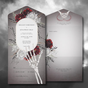Amor e Ossos Estranhos Casamento Floral Vermelho S