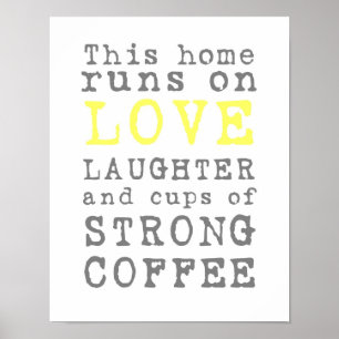 Amor e poster forte do café