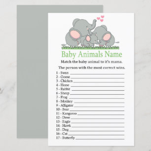 Amor Elefantes Bebê Animais Nome Jogo