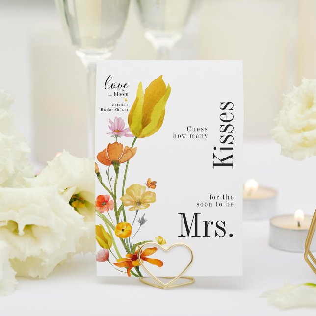 Amor em Bloom Quantos Beijos Cartão de Chá de pane (Criador carregado)