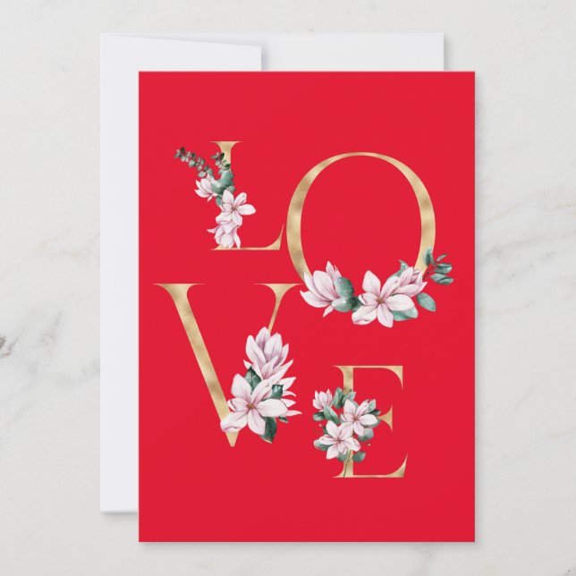 Amor em letra dourada com flores de magnólia (Frente)