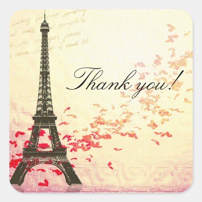 Amor em Paris Obrigado adesivo (Frente)