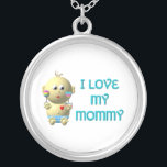 Amor: Eu Amo O Colar Da Minha Mamãe<br><div class="desc">Esse bonito olhar "3-D" de "Bounching Baby" declara "Eu amo minha mamãe". Sinta-se livre para adicionar suas próprias palavras e/ou mudar a cor de fundo através das incríveis ferramentas de personalização do Zazzle! Para obter mais produtos "Bouncing Baby with Heart", visite minha outra loja em: http://www.zazzle.com/bouncingbabiesheart*</div>