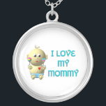 Amor: Eu Amo O Colar Da Minha Mamãe<br><div class="desc">Esse bonito olhar "3-D" de "Bounching Baby" declara "Eu amo minha mamãe". Sinta-se livre para adicionar suas próprias palavras e/ou mudar a cor de fundo através das incríveis ferramentas de personalização do Zazzle! Para obter mais produtos "Bouncing Baby with Heart",  visite minha outra loja em: http://www.zazzle.com/bouncingbabiesheart*</div>