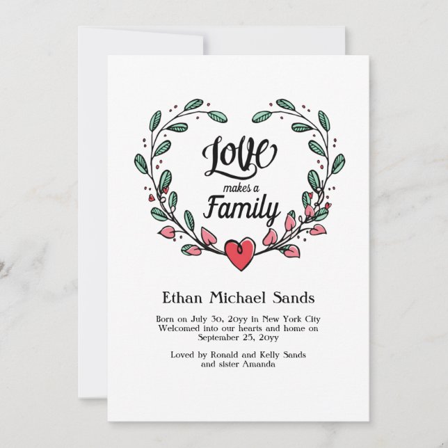 Amor Faz um Anúncio de Foto de Coração Familiar (Frente)