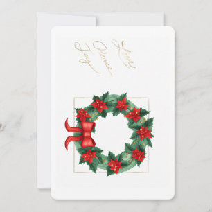 Amor Joy Holly Wreath Poinsettia E Arco Vermelho