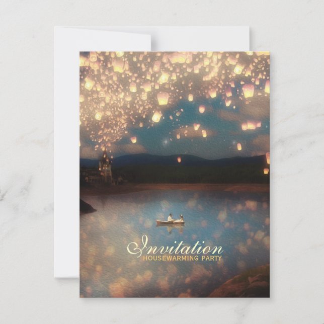 Amor Lanternas Desejos - Convite de festas (Frente)