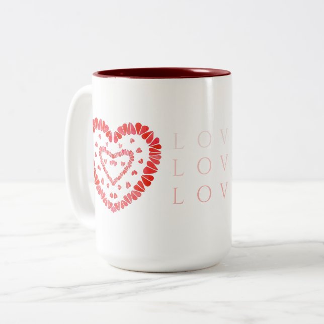 AMOR Maroon Alto - Caneca De Dois Tons (Frente Esquerda)