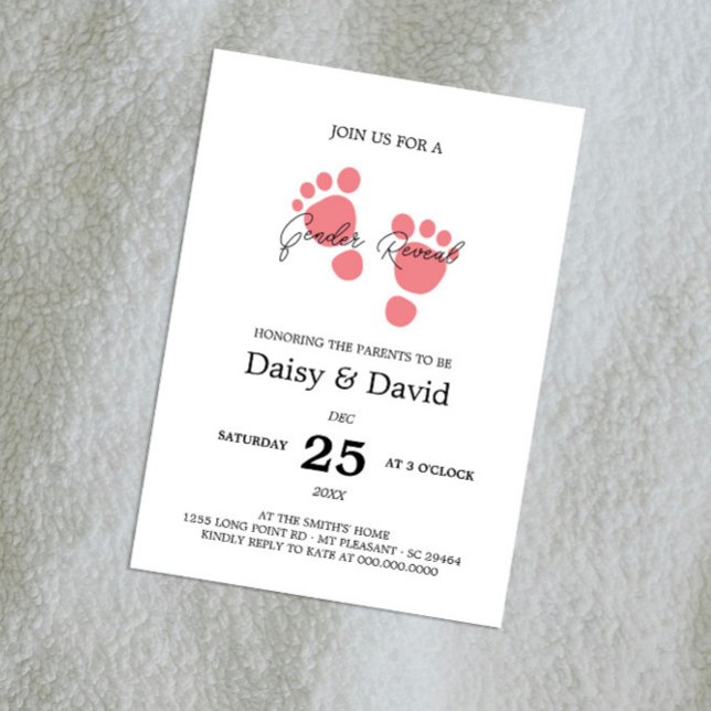 Amor Menina Feet Gênero Revelar Convite (Criador carregado)