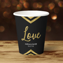 Amor Moderno Elegante Falso Dourado Chevron Geomét