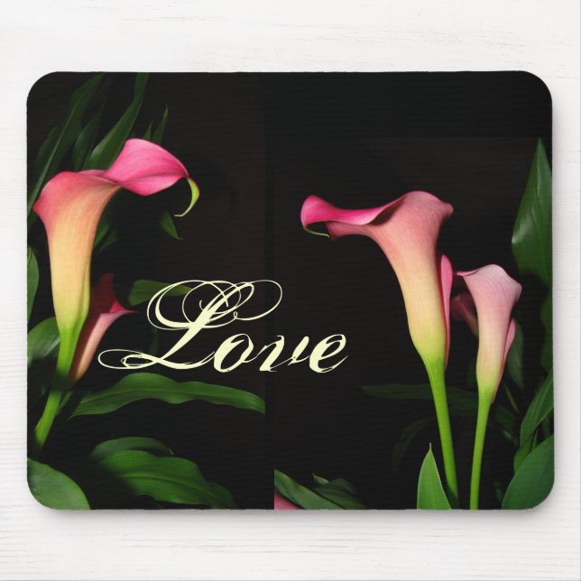 Amor Mousepad do lírio de Calla cor-de-rosa (Frente)