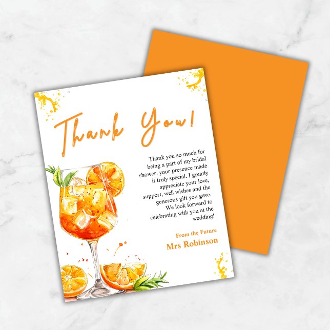 Amor no Primeiro Chá de panela Spritz (Love at First Spritz Bridal Shower Thank You Card  )