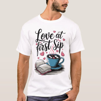 Amor no Primeiro Sip - Engraçado Camisa do Café