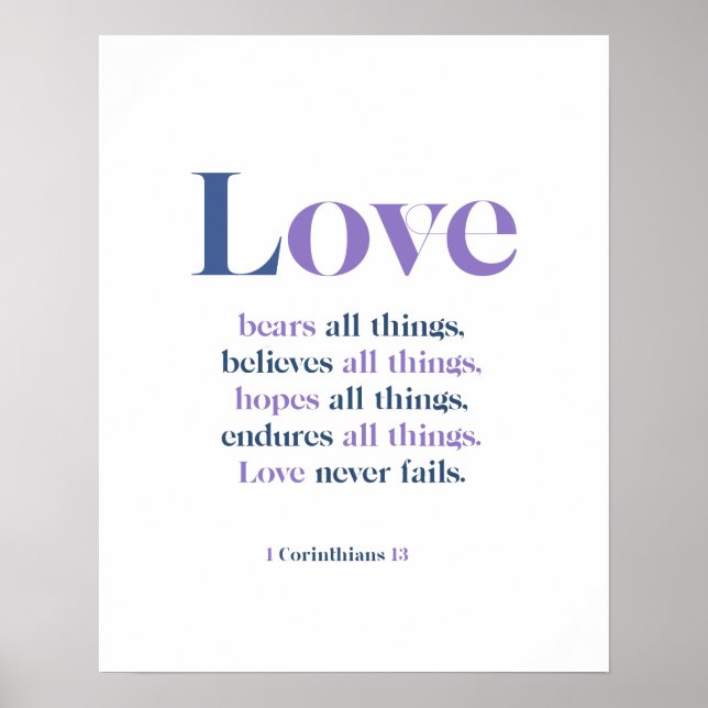 Amor Nunca Falha Poster - 1 Corinthians 13 (Frente)