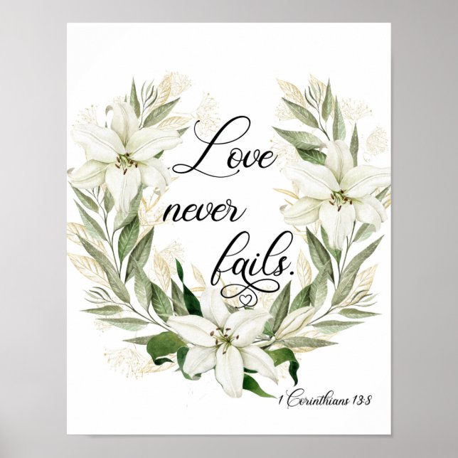 Amor Nunca Falha, Poster de Escritura de Watercolo (Frente)