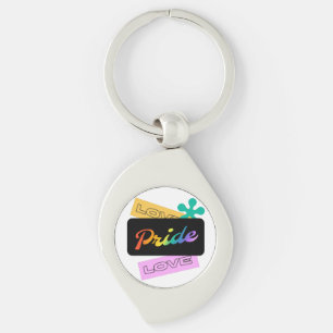 Amor, orgulho, amor. LGBT+orgulho. Chaveiro arco-í