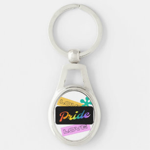 Amor, orgulho, amor. LGBT+orgulho. Chaveiro arco-í