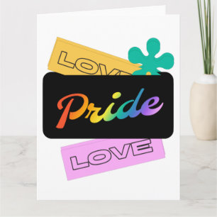 Amor orgulho amor. Orgulho LGBT+. Cartão do arco-í