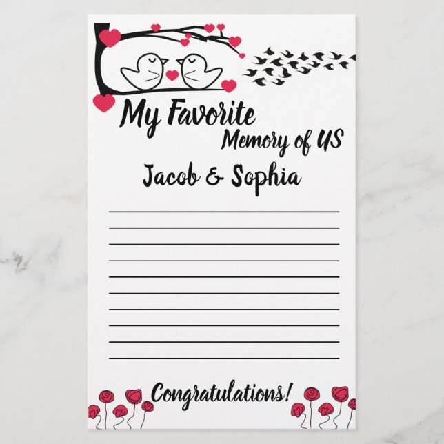 AMOR PÁSSARO MEU CARTÃO DE CHÁ DE PANELA DE MEMÓRI (Frente)