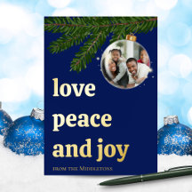 Amor Paz Alegria Natal Azul Marinho Dourado