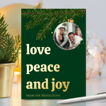 Amor Paz Alegria Natal Floresta Verde Dourado