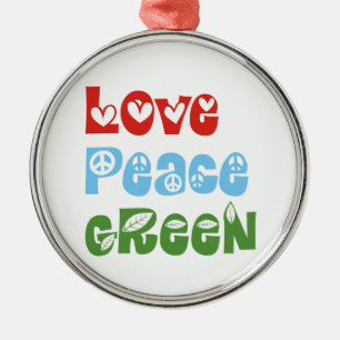 Amor, Paz, ornamento personalizado verde