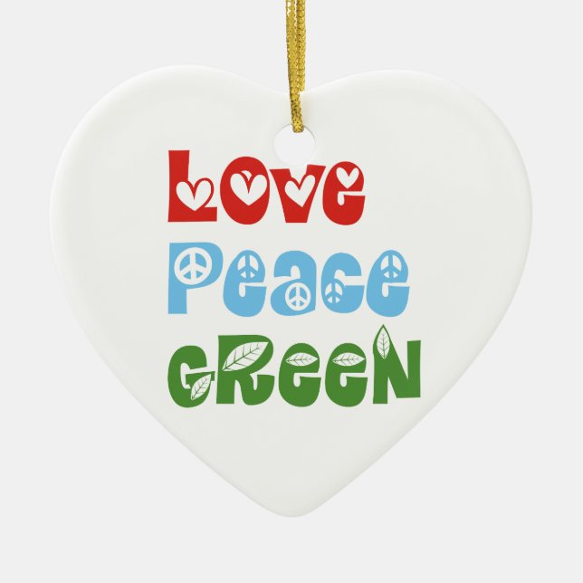Amor, Paz, ornamento personalizado verde (Frente)