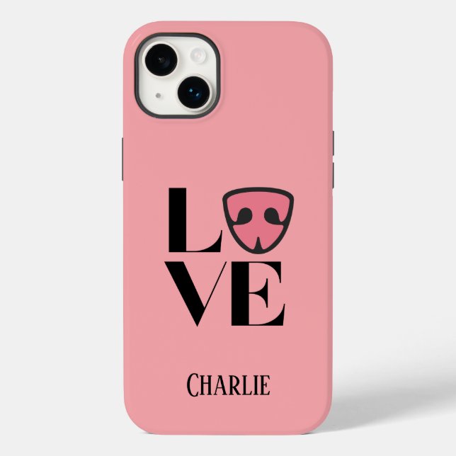 Amor Personalizado com nariz de cachorro fofo, ros (Verso)