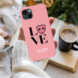 Amor personalizado com nariz fofo de cão, rosa